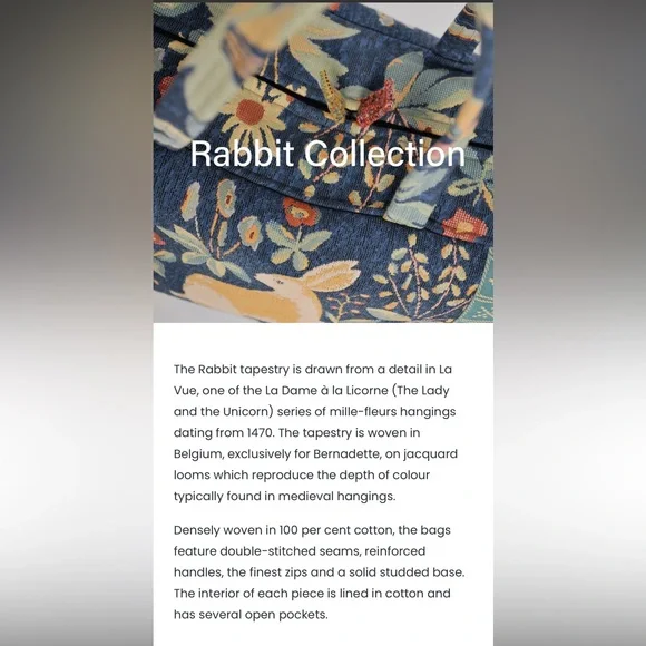 Luxury Bespoke Bernadette Rabbit Tapestry Lined Travel Garment Bag, like new - Picture 13 of 16